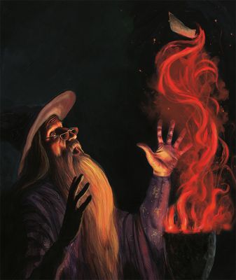 Dumbledore with the Goblet of Fire
